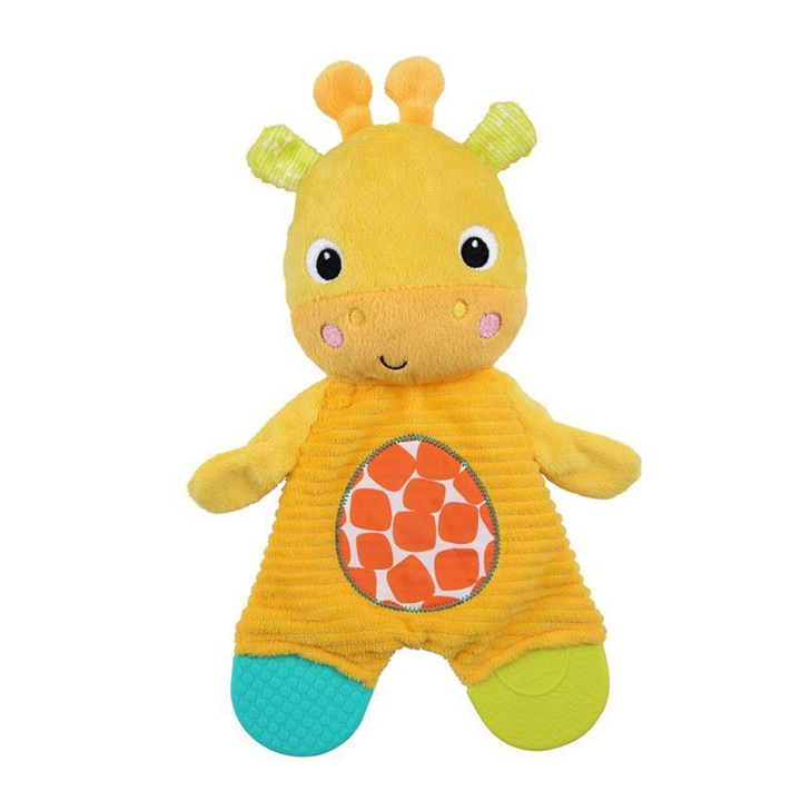 Играчка за никнене на зъби, Bright Starts, Snuggle & Teethe, жираф, плюшен материал, от новородено