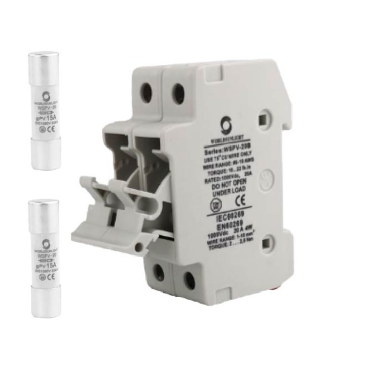 Soclu dublu sigurante fuzibile sir fotovoltaic si doua sigurante DC 15A