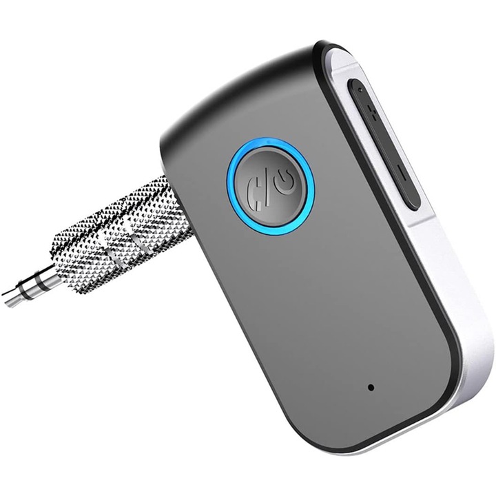 Adaptor Bluetooth 5.0, AYSTOAYS®, Receiver Audio AUX 3.5mm, Portabil, transmitator auto pentru orice tip de Masina, Boxe, Casti, orice sistem audio, compatibil cu orice Device, Negru
