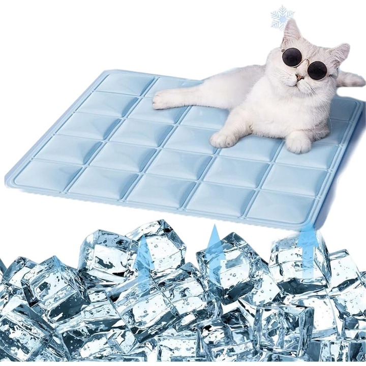 Saltea racoritoare pentru animale, dublu strat, design impermeabil, 4H racire rapida, dimensiune medie