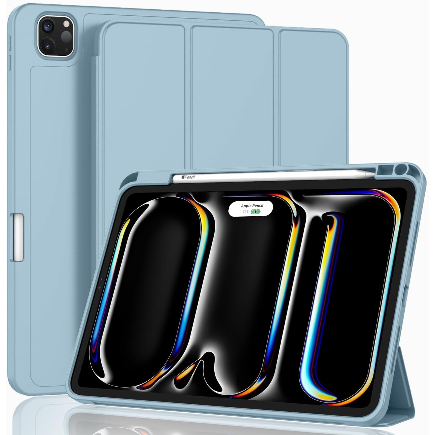 Carcasa tableta pentru Apple iPad Pro 13-inch Carcasa M4 (Model 2024, 7th Gen) cu suport pentru creion, Smart iPad Case, Pencil Pro si Pencil (USB-C) Suport, Touch ID si Auto Wake / Sleep Suport, Skyblue