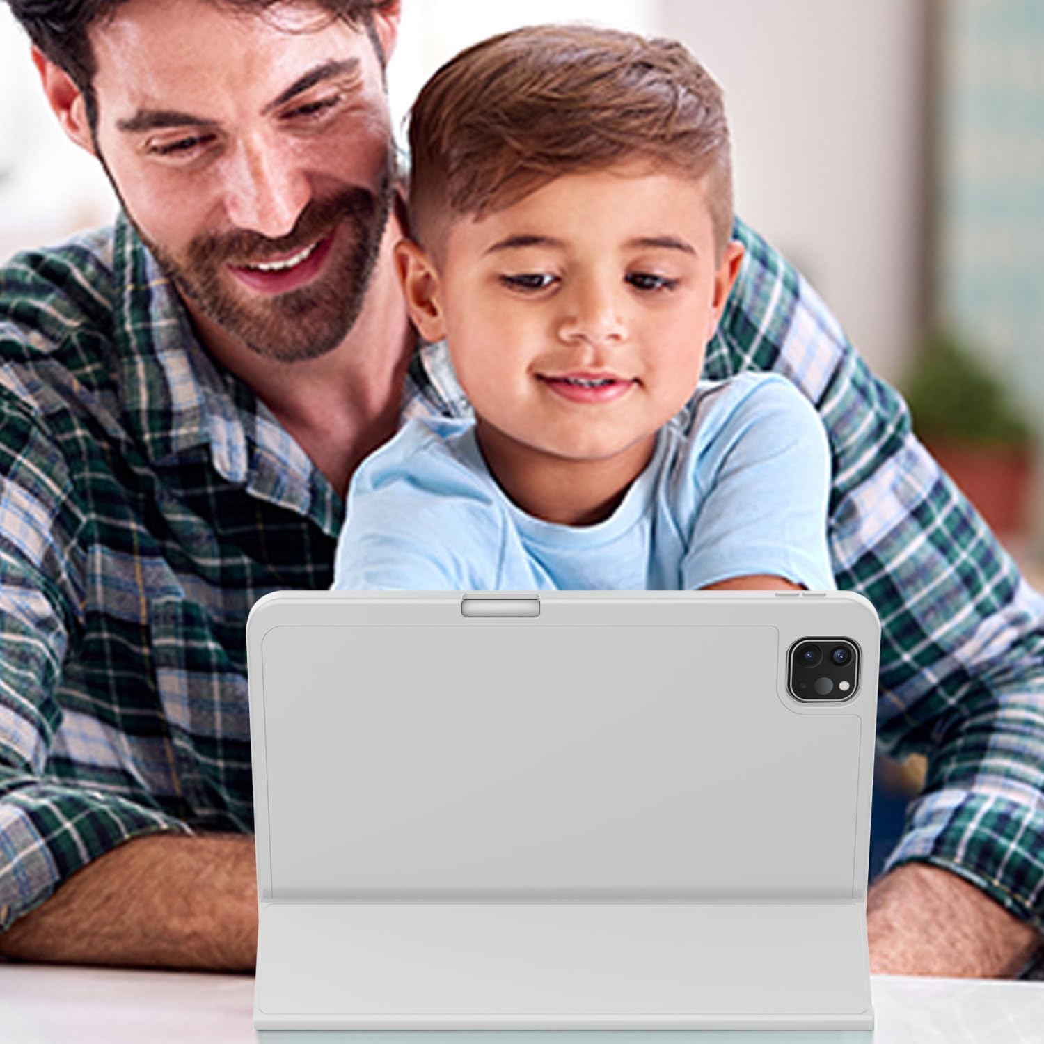 Carcasa inteligenta compatibila cu Apple 2024 iPad Pro 11-inch Carcasa M4 (generatia a 5-a) cu suport pentru creion, suport pentru creion Pro si creion (USB-C), MagneticX, suport pentru Touch ID si functie Auto Wake/Sleep, Slim, Gri