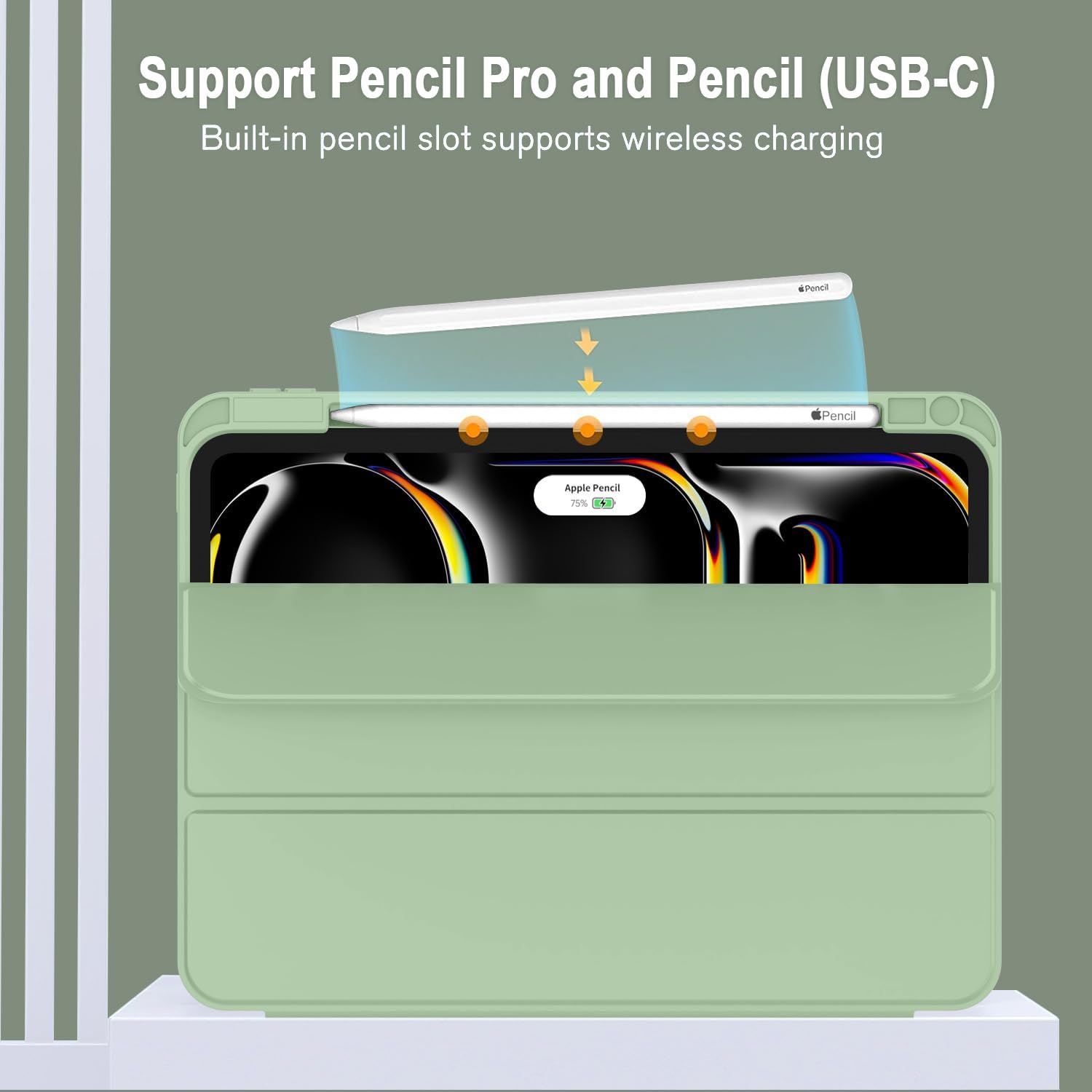 Carcasa tableta pentru Apple iPad Pro 13-inch Carcasa M4 (Model 2024, 7th Gen) cu suport pentru creion, Smart iPad Case, Pencil Pro si Pencil (USB-C) Suport, Touch ID si Auto Wake / Sleep Suport, albastru