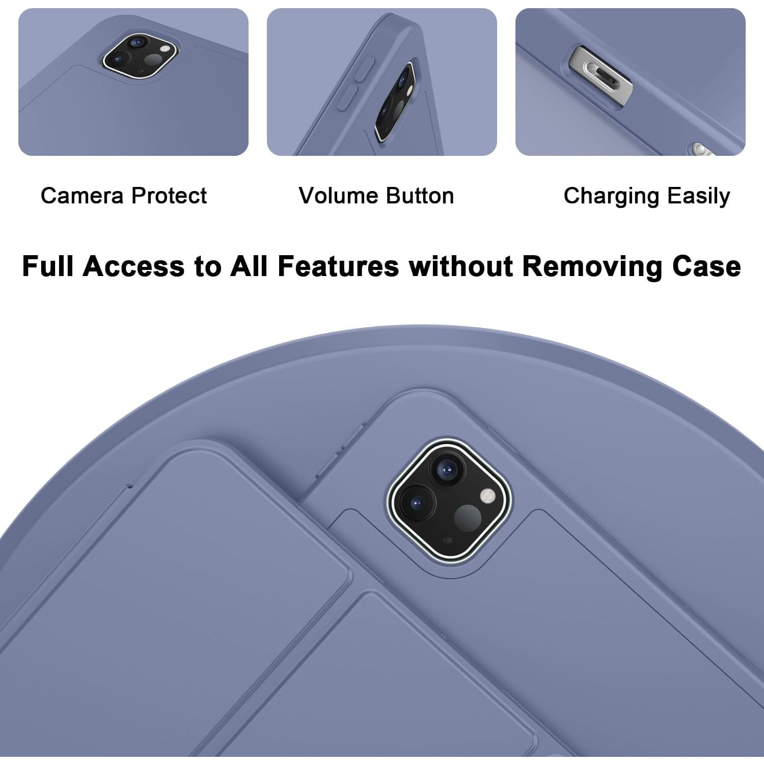 Carcasa inteligenta compatibila cu Apple 2024 iPad Pro 11-inch Carcasa M4 (generatia a 5-a) cu suport pentru creion, suport pentru creion Pro si creion (USB-C), MagneticX, suport pentru Touch ID si functie Auto Wake/Sleep, Slim, Violet