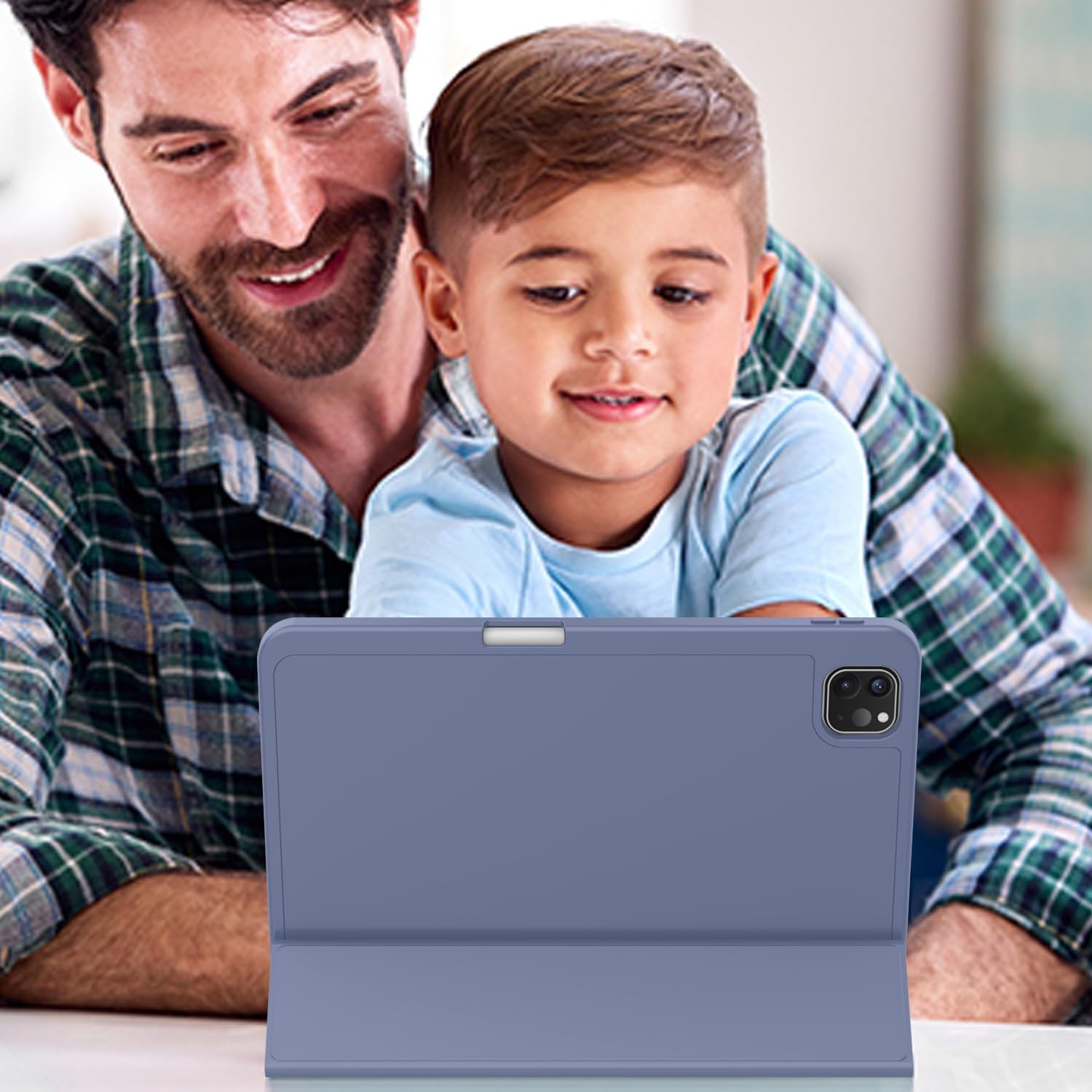 Carcasa inteligenta compatibila cu Apple 2024 iPad Pro 11-inch Carcasa M4 (generatia a 5-a) cu suport pentru creion, suport pentru creion Pro si creion (USB-C), MagneticX, suport pentru Touch ID si functie Auto Wake/Sleep, Slim, Violet