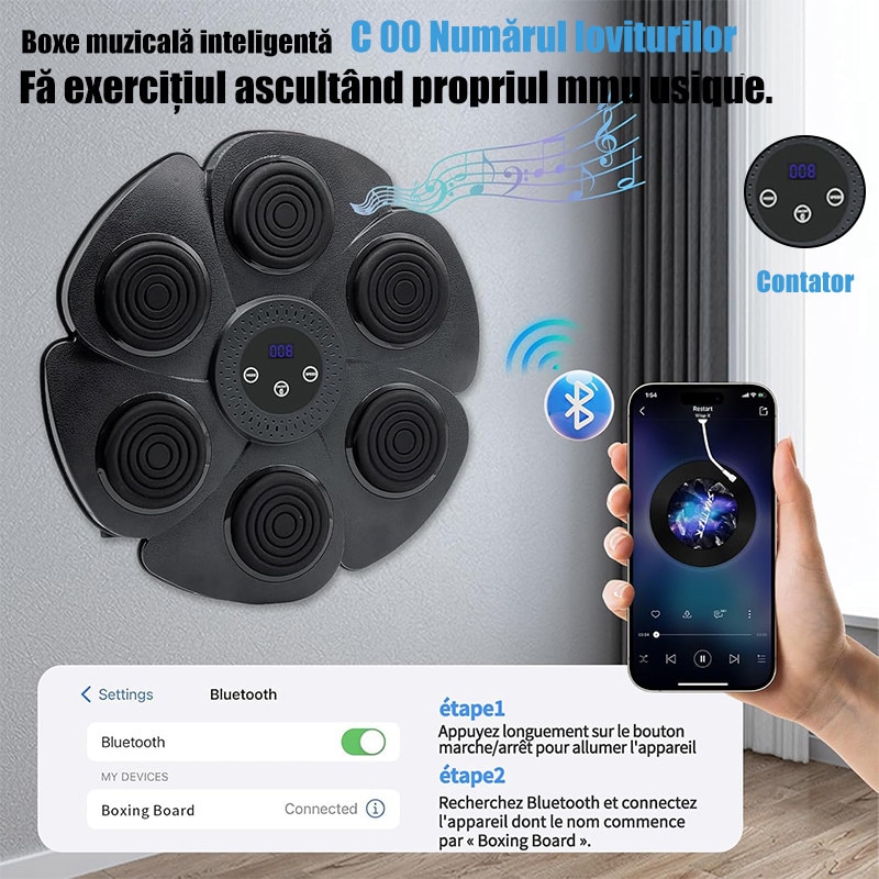 Box Muzical Inteligent, Numarare, 6 Zone de lovire, 9 moduri, 18 viteze ...