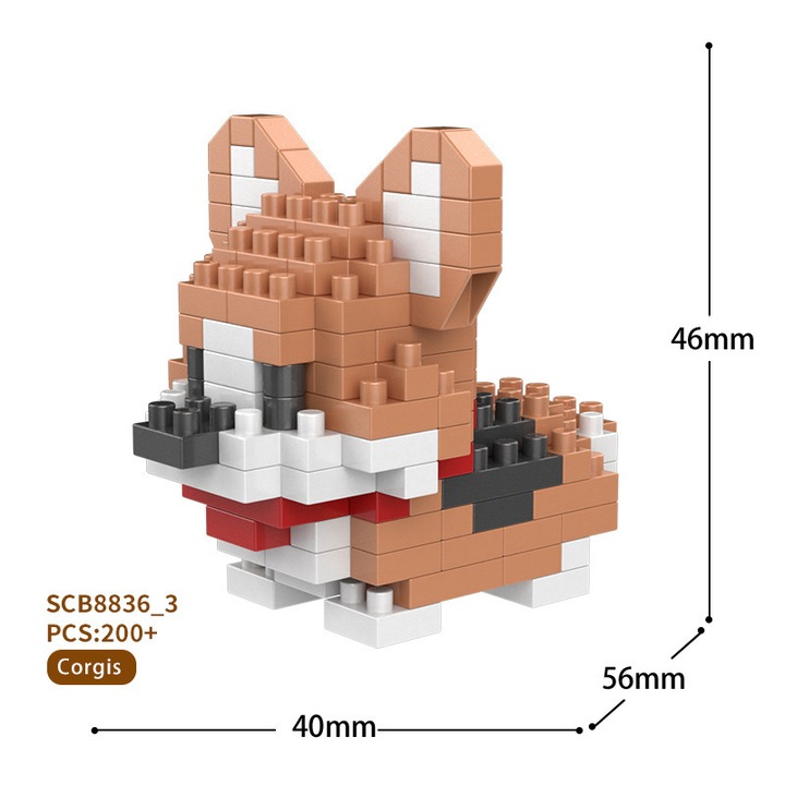 Set de constructie ZUOXIA caini micro particule 44x56x48mm multicolor
