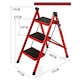 Scara Pliabila cu 3 Trepte Late, At Performance, 72x59x41 cm, Metalica, Maxim 150 Kg, Picioare Antialunecare, Rosu-Negru