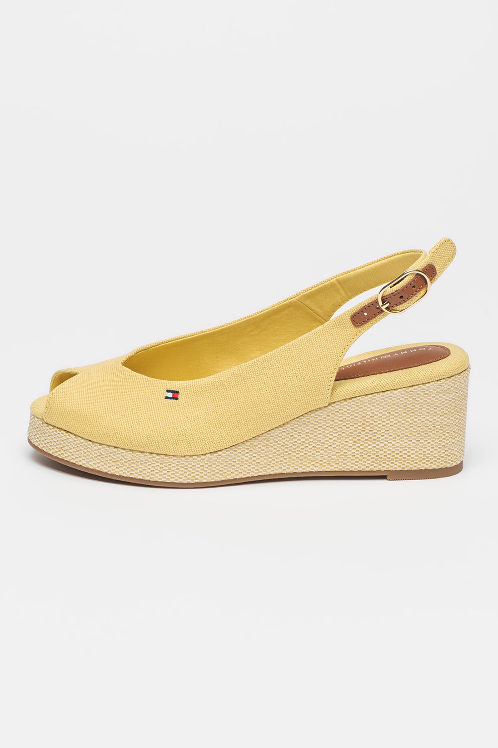 Tommy Hilfiger, Sandale slingback cu talpa wedge, Galben, 40