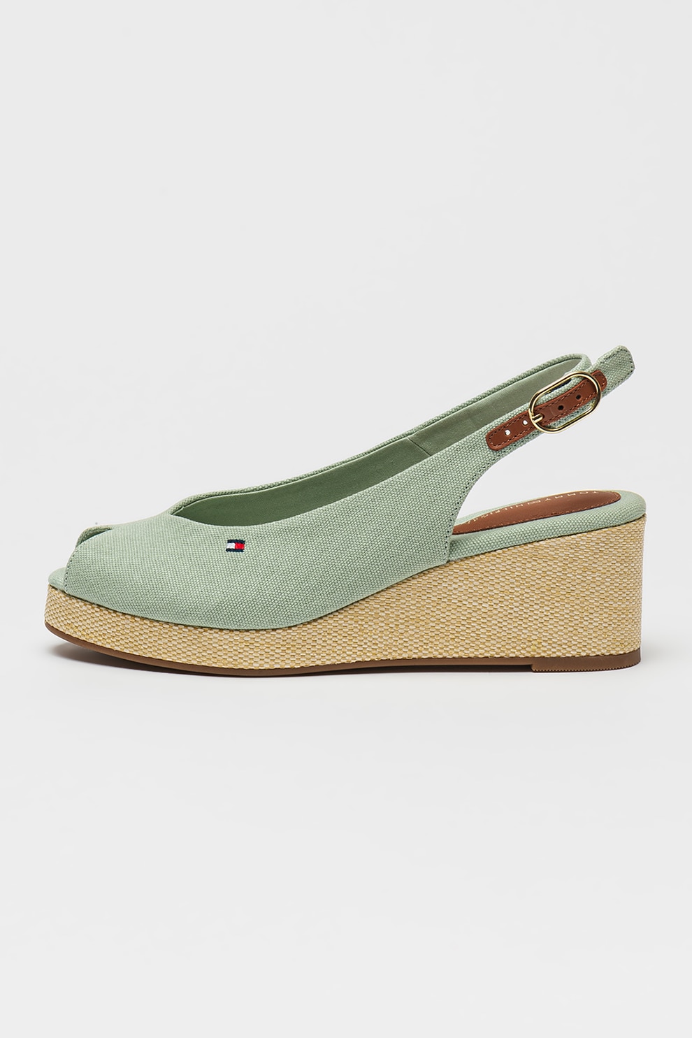 Tommy Hilfiger, Sandale slingback cu talpa wedge, Turcoaz, 39