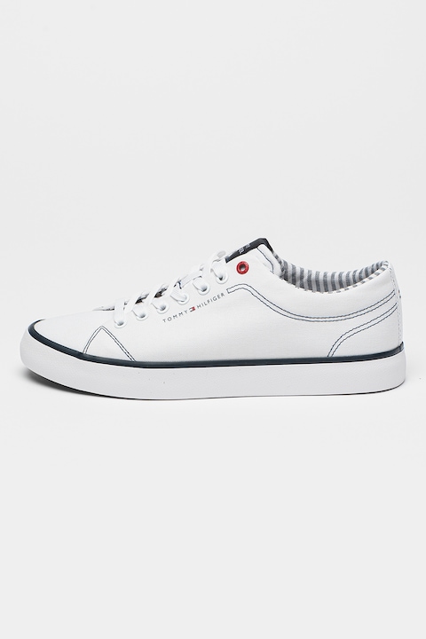Tommy Hilfiger, Tenisi low-cut din material textil, Alb
