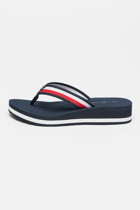 Tommy Hilfiger, Papuci flip-flop cu logo, Bleumarin, 37