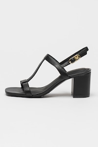 Tommy Hilfiger-Sandale din piele cu toc masiv, Negru, 40