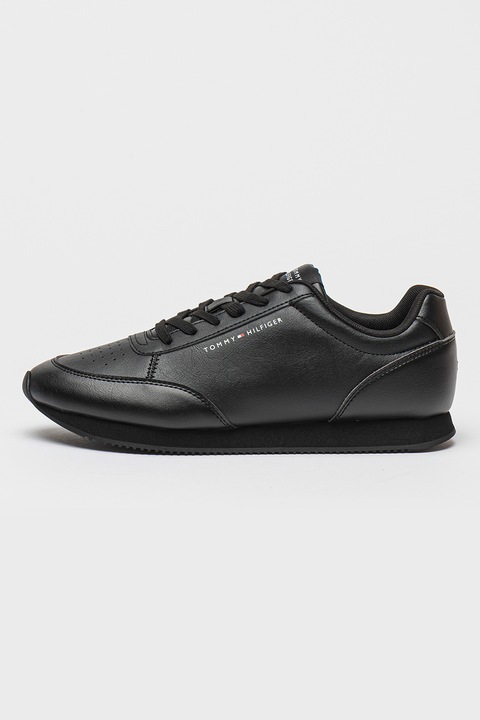 Tommy Hilfiger, Pantofi sport din piele ecologica, Negru