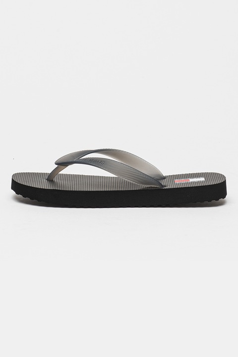 Tommy Jeans, Papuci flip-flop cu logo, Negru, 38