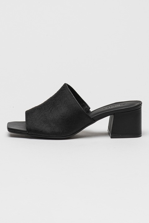CALVIN KLEIN, Papuci cu toc cu model tip monograma, Negru, 38
