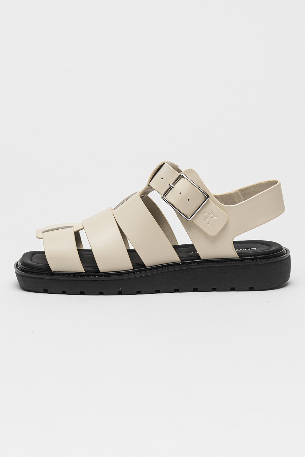CALVIN KLEIN JEANS, Sandale din piele cu catarame, Crem, 36