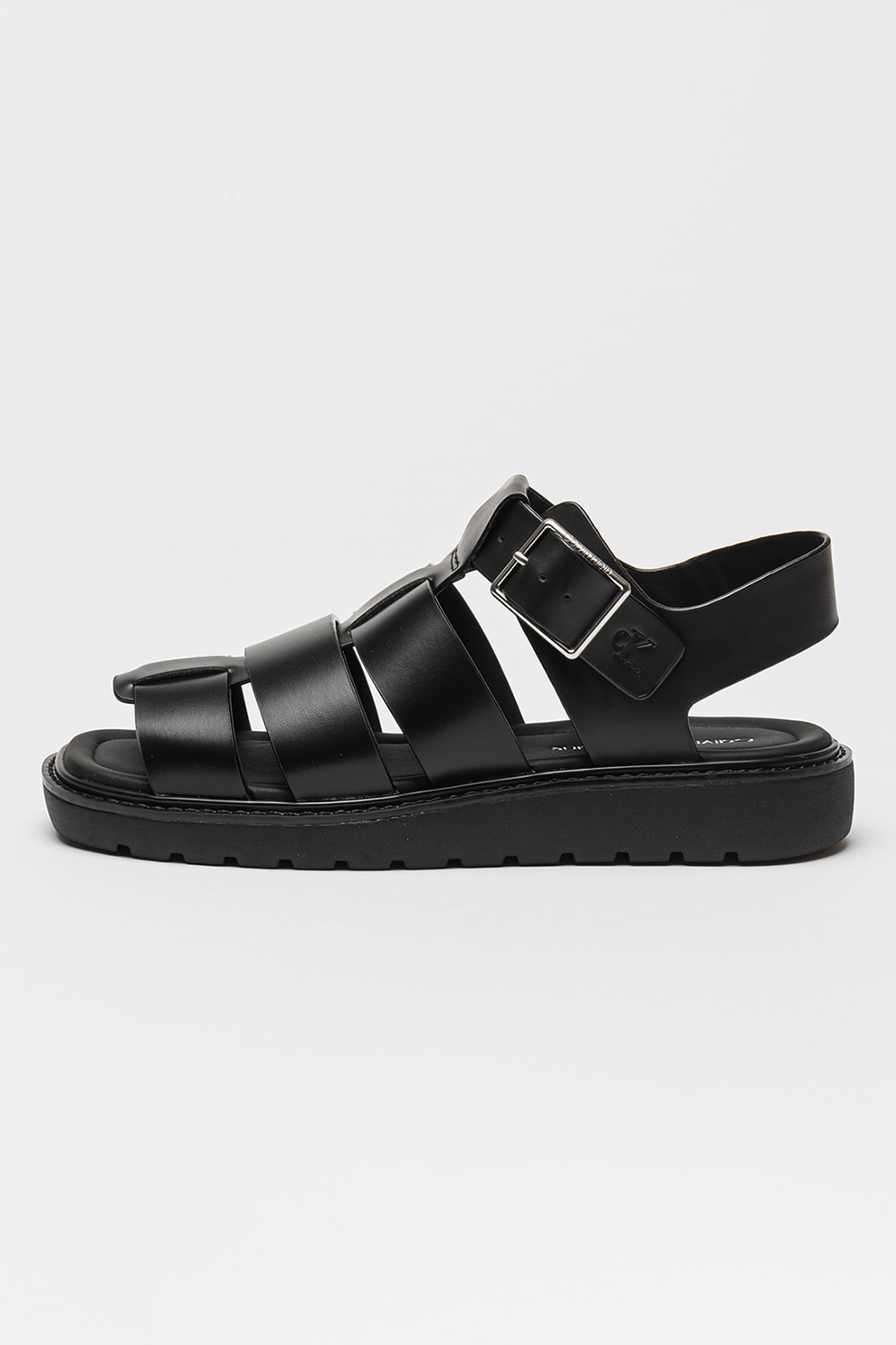 CALVIN KLEIN JEANS, Sandale din piele cu catarame, Negru, 40