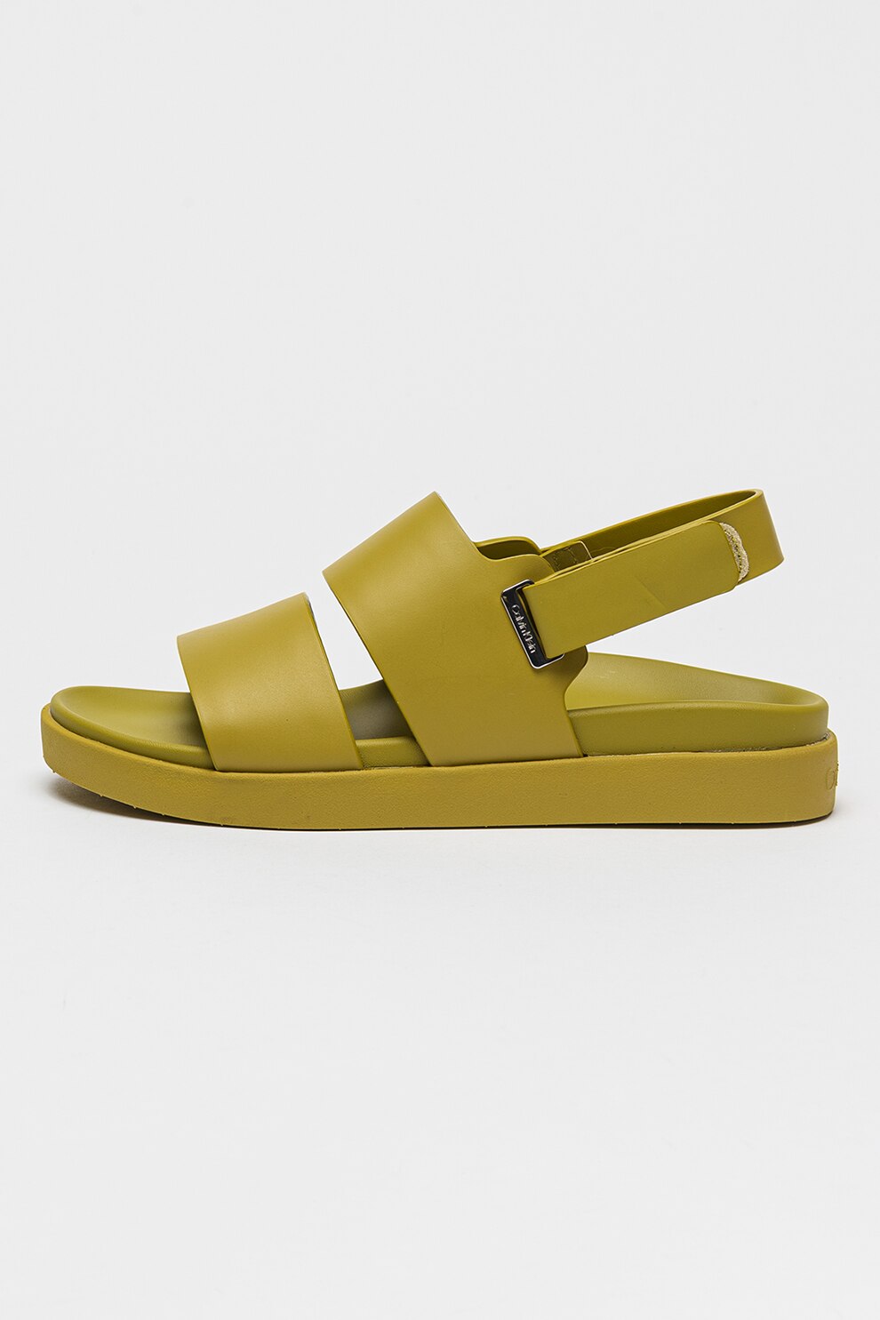 CALVIN KLEIN, Sandale din piele cu inchidere velcro, Verde masliniu, 37