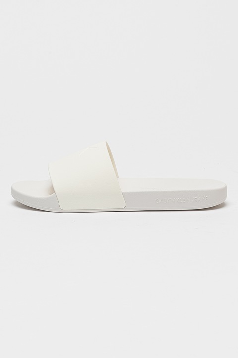 CALVIN KLEIN JEANS, Papuci cu monograma in relief, Alb optic, 40