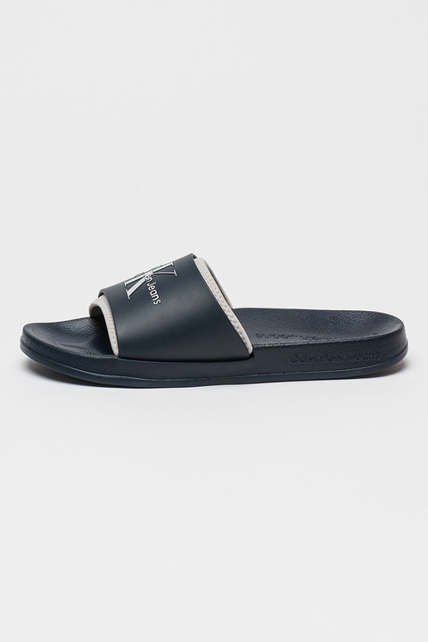CALVIN KLEIN JEANS, Чехли с релефно лого, Тъмносин