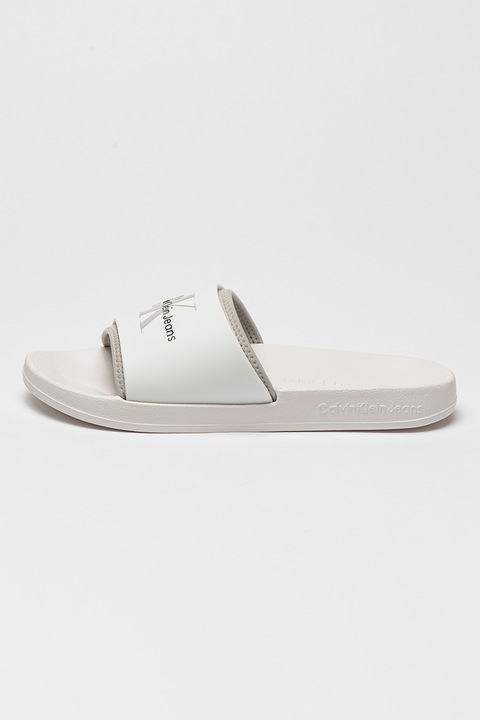 CALVIN KLEIN JEANS, Papucs domború logóval, Fehér