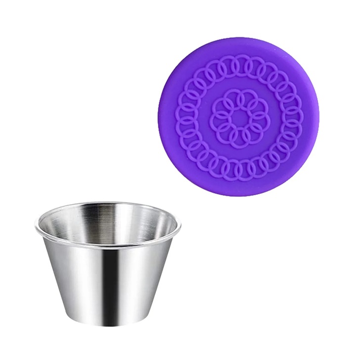 Recipient condimente cu capac, inox si silicon, etans, 50ml