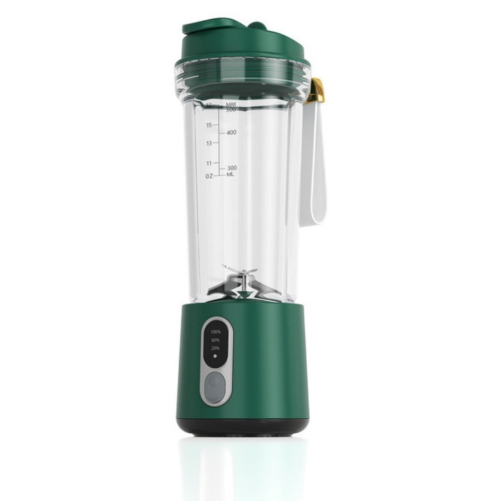 Преносим електрически блендер 300W, Капацитет 500мл, Компактен дизайн, Батерия 4000mAh, Зелен