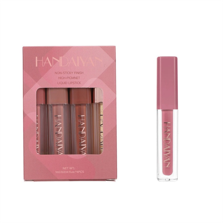 Set de rujuri, rezistente la apa, ruj mat catifelat, set de 4, Set C