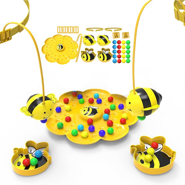 Set de jocuri interactive pentru 2 persoane, joc dragut de cules fasole cu albine, jucarie de pescuit cu albine, margele magnetice, antrenament de concentrare, jucarii interactive educationale pentru parinti si copii