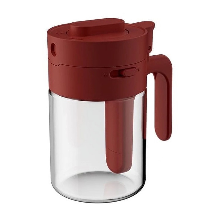 Recipient condimente YANYXR multifunctional 2 in 1, sticla termorezistenta, cu lingurita, transparent, 250°C