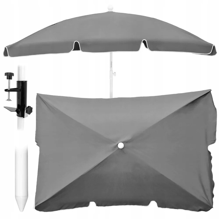 Umbrela de plaja Extralink, gri, 2m, cu structura metalica, protectie UV