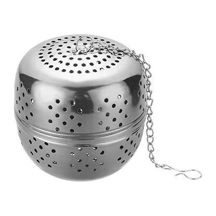 Infuzor ceai din otel inoxidabil ZYBLSSBB LSM2xh01-BCS7011005, sferic cu sita fina si lant de agatare, argintiu, 1.5" (3.8 cm)