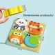 Puzzle educativ din lemn pentru copii, joc cu blocuri si animale, tip jigsaw, multicolor, 18 x 18 cm