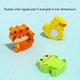 Puzzle educativ din lemn pentru copii, joc cu blocuri si animale, tip jigsaw, multicolor, 18 x 18 cm