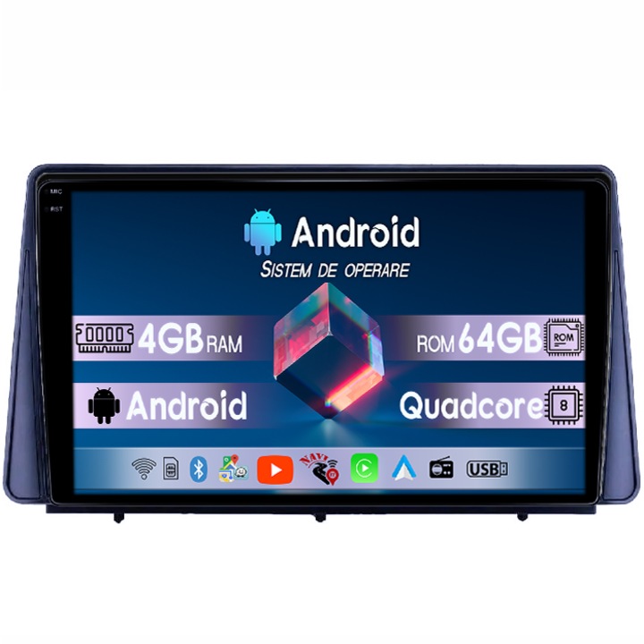Navigatie dedicata Ford Focus 2019, 4GB RAM 64GB ROM, Octacore, Android 14, Display QLED 1K 9", DSP, Carplay&Android Auto, Suport camere AHD