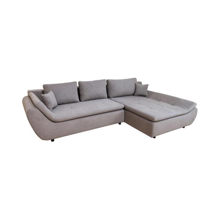 Coltar Extensibil Relax Vega 06 Dreapta, 305 x 180 x 87 cm, cu Lada de Depozitare, Gri