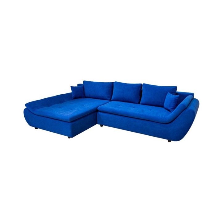 Coltar Extensibil Relax Vega 38 Stanga, 305 x 180 x 87 cm, cu Lada de Depozitare, Albastru