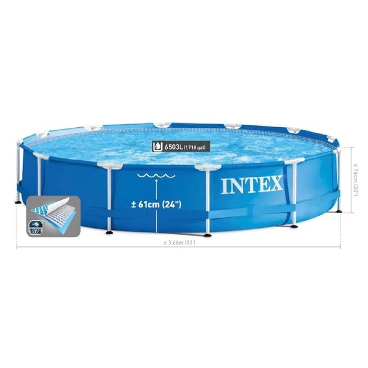 Басейн с метална рамка и помпа INTEX, Ø3.66x0.76м