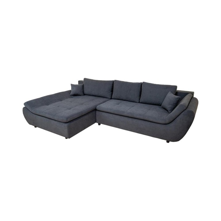 Coltar Extensibil Relax Vega 34 Stanga, 305 x 180 x 87 cm, cu Lada de Depozitare, Gri inchis