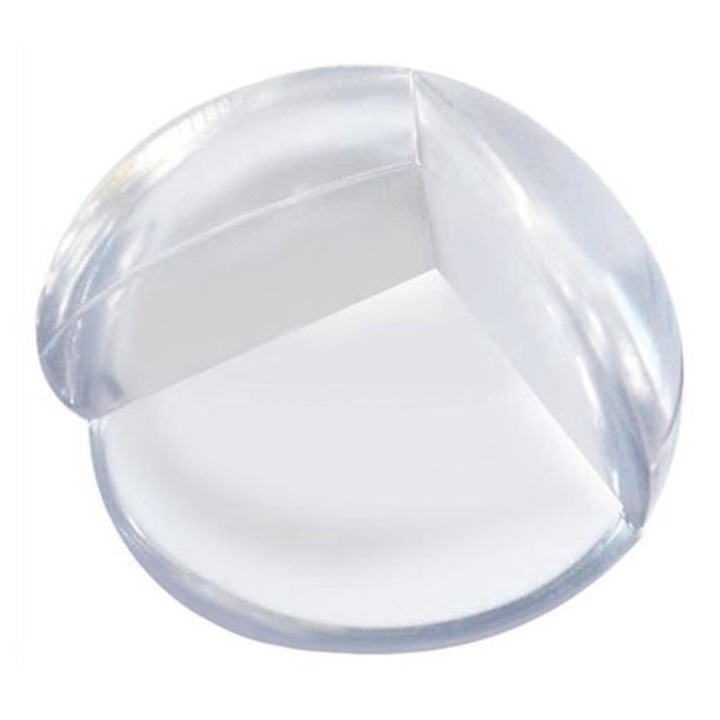 Set 4 Coltare Transparente Autoadezive pentru Protectie la Colturile Mobilei din Silicon Cauciucat, Model Rotund