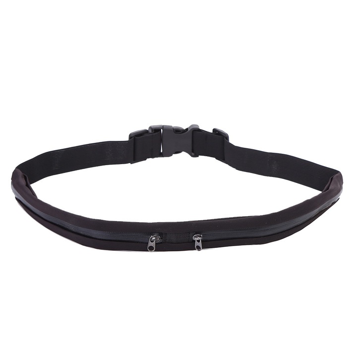 Fekete sport övtáska rugalmas, ellenálló műbőrből, futáshoz és kerékpározáshoz