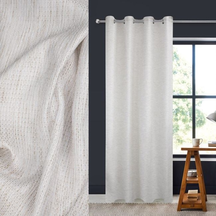 Декоративна завеса екрю с бежов конец и халки 140x260 см