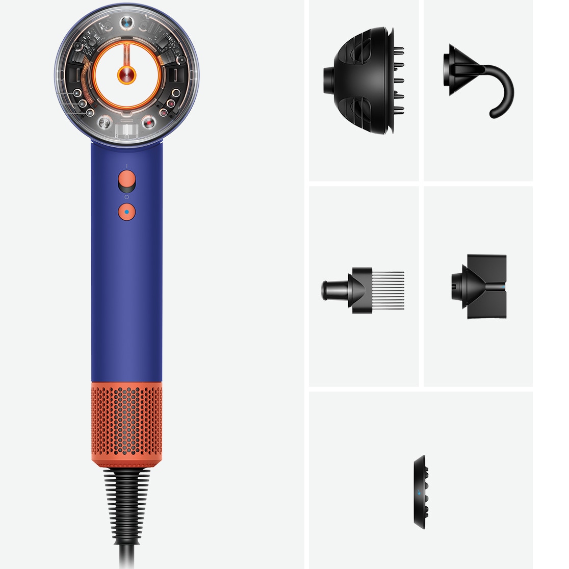 Uscator de par Dyson Supersonic Nural HD16 515166-01, 1600 W, 3 trepte de viteza, 4 trepte de temperatura, uscare rapida si inteligenta, Vinca Blue-Topaz