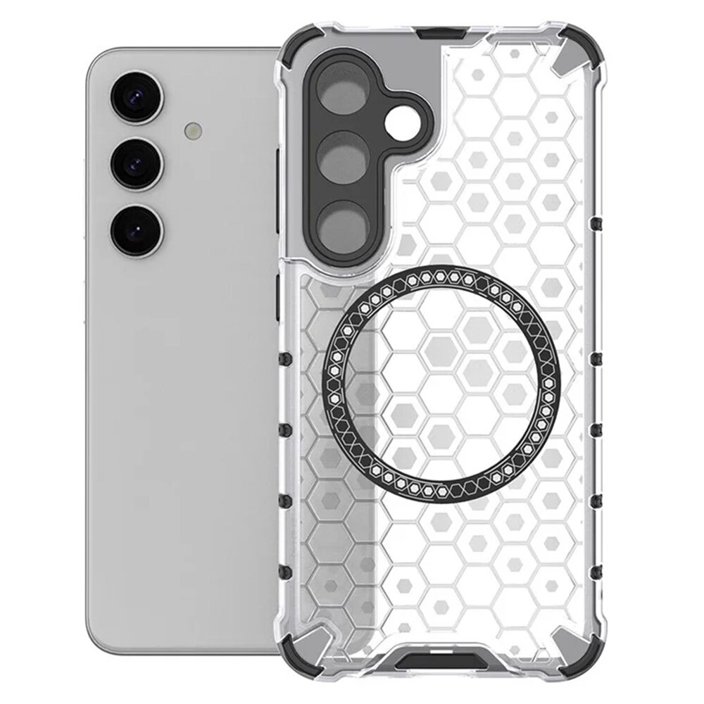 Husa pentru Samsung Galaxy A26 5G Daden® Honeycomb, MagSafe, Anti-soc, Protectie sporita, Incarcare wireless, Alb Fumuriu