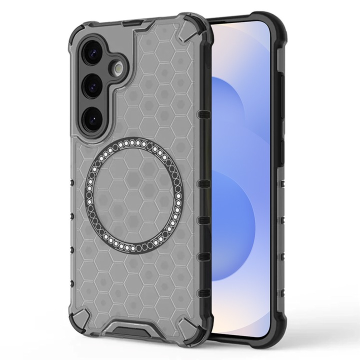 Калъф за Samsung Galaxy A56 5G Daden® Honeycomb, MagSafe, Удароустойчив, Подобрена защита, Безжично зареждане, Опушено черно