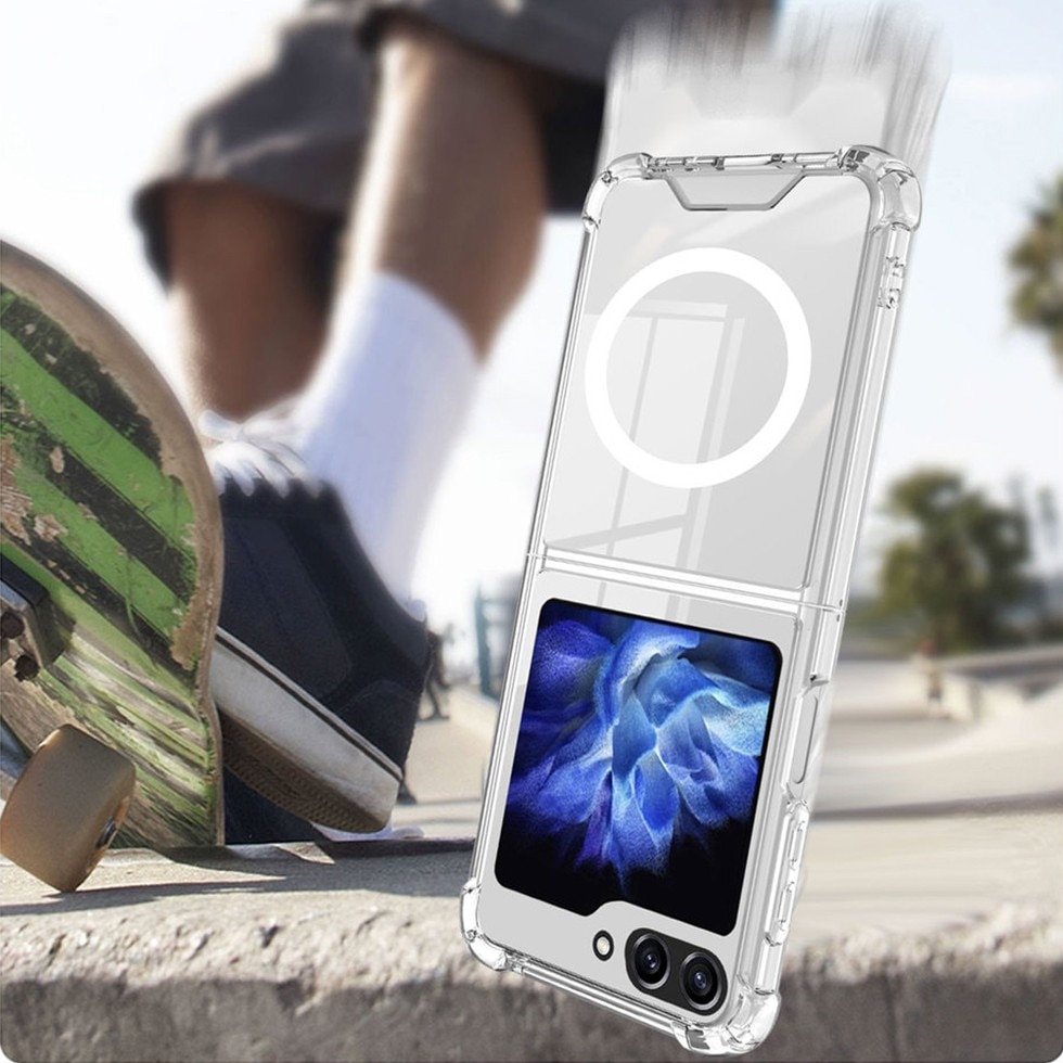 Husa pentru Samsung Galaxy Z FLIP6, Flippy, Husa de Protectie cu Anti-Shock, Tehnologie MagSafe Magnetic, Design Ultra Subtire, Anti alunecare, TPU Acrilic, Transparent