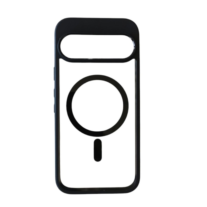 Husa Telefon Hibrid Acrilic Clar+TPU, MagSafe, compatibil cu Google Pixel 9 Pro, Usoara, Durabila, Transparent/Negru