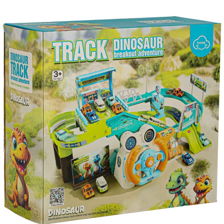 DinoTrack 5 autós pálya és parkoló játékszett