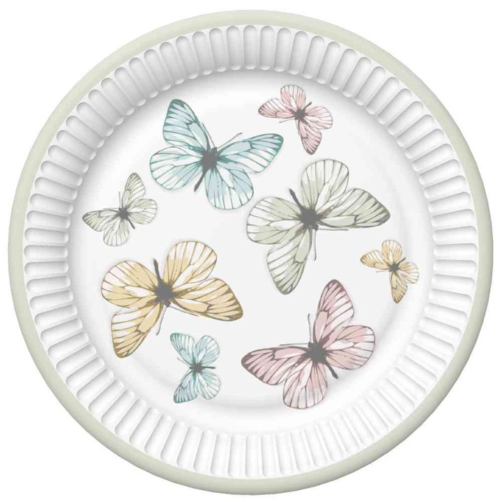 Farfurie de hartie Butterfly Light 8 buc 18 cm